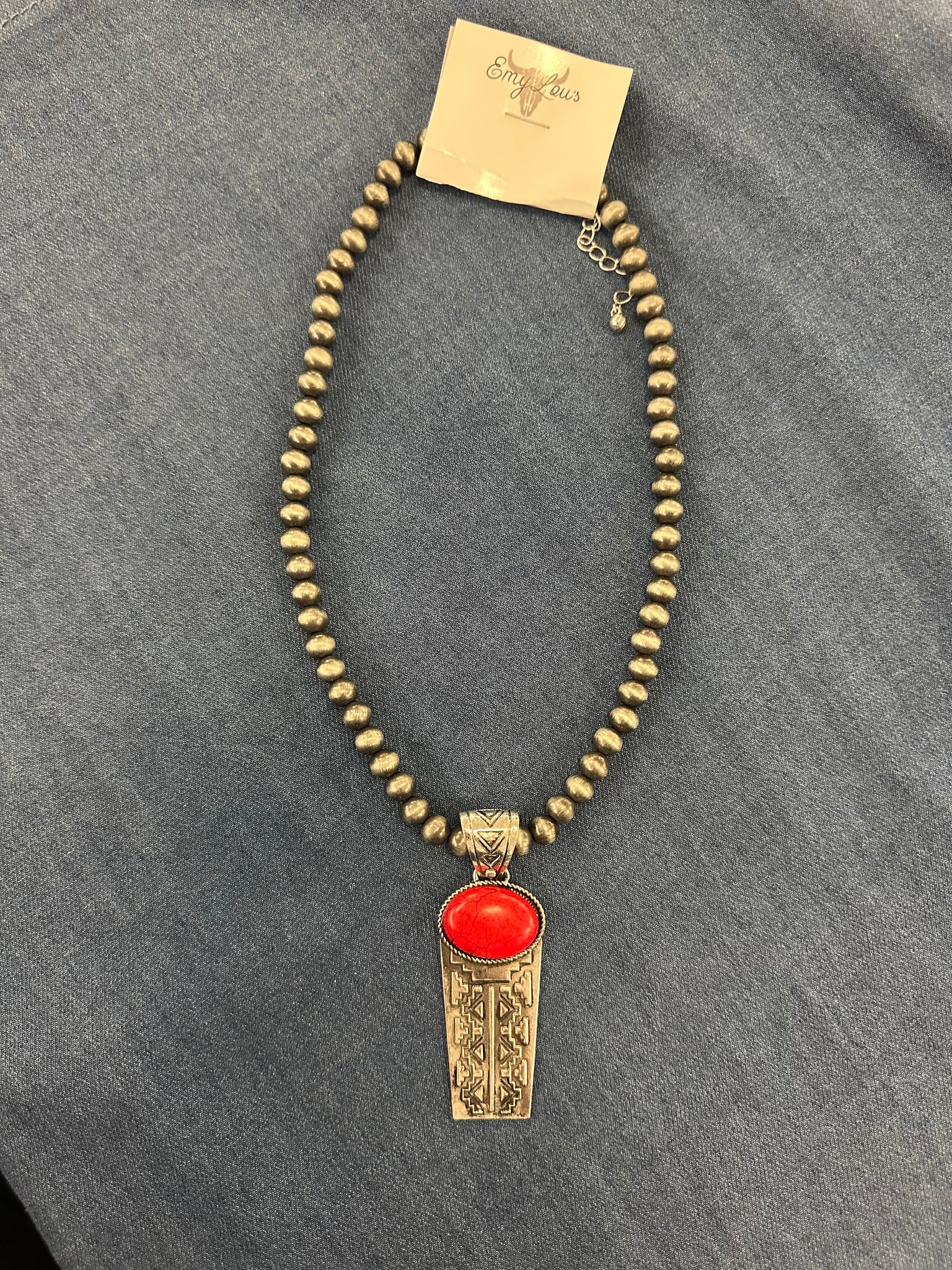 Biglake Red & Copper Pearl Necklace