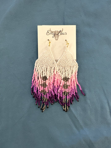 Blazing Bluff Purple Multi Seed Bead Earrings