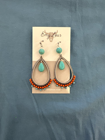 Turquoise Charm Tulare Teardrop Earrings
