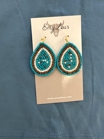 Raina Turquoise Seed Bead Teardrop Earrings
