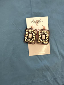 Cedar Lake White Coppertone Rectangle Earrings