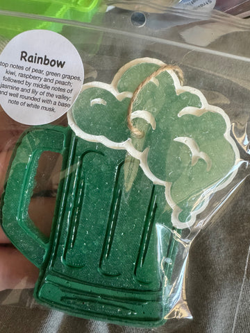 Foaming Beer Car Freshie- Rainbow Dark Green
