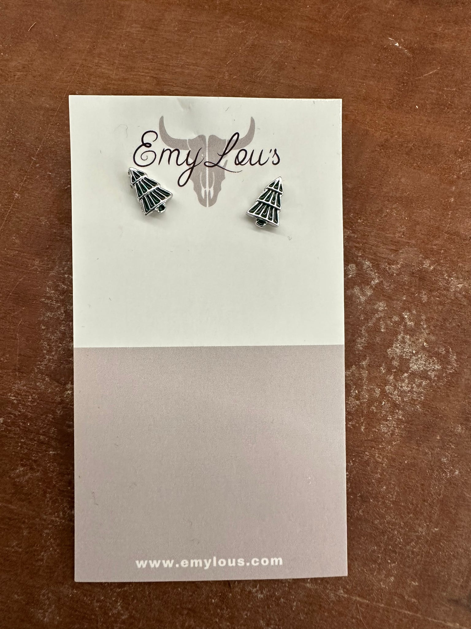 Silver & Green Christmas Tree Earrings