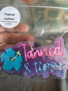 Tanned and Tipsy Car Freshie - Tropical Leather Purple
