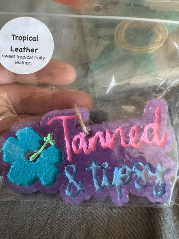 Tanned and Tipsy Car Freshie - Tropical Leather Purple