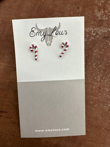 Silver Candy Cane Earrings
