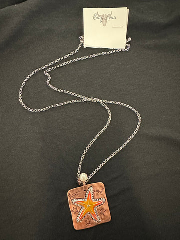 ORANGE STARFISH 'BEACH LOVE' PENDANT NECKLACE