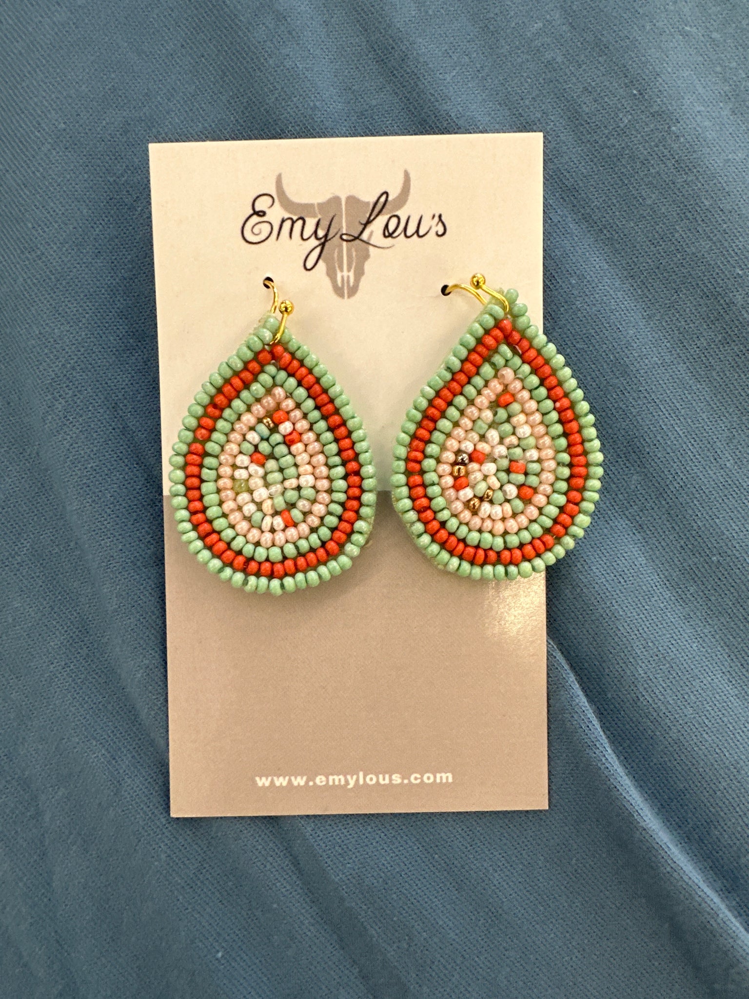 Raina Mint Seed Bead Teardrop Earrings