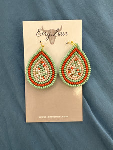 Raina Mint Seed Bead Teardrop Earrings