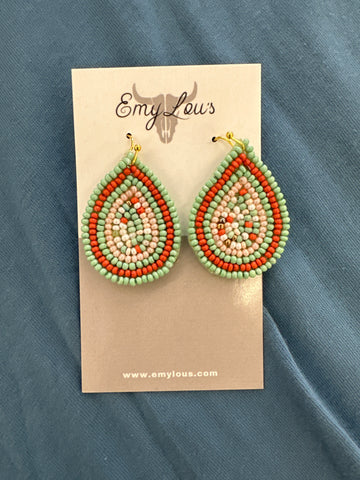Raina Mint Seed Bead Teardrop Earrings