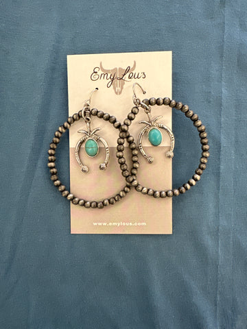 Naja Silver Navajo Inspired Pearl Hoop Earrings