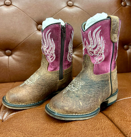 TuffRider Childrens Pink & Brown Square Toe Boot