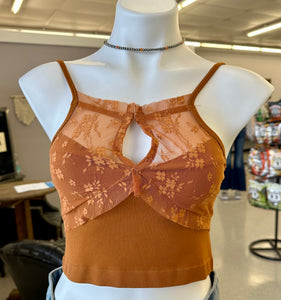 High Neck Florra Seamless Mesh Lace Bralette