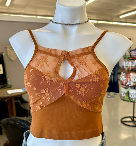 High Neck Florra Seamless Mesh Lace Bralette