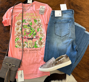 Simply Southern Peach Frog Tee
