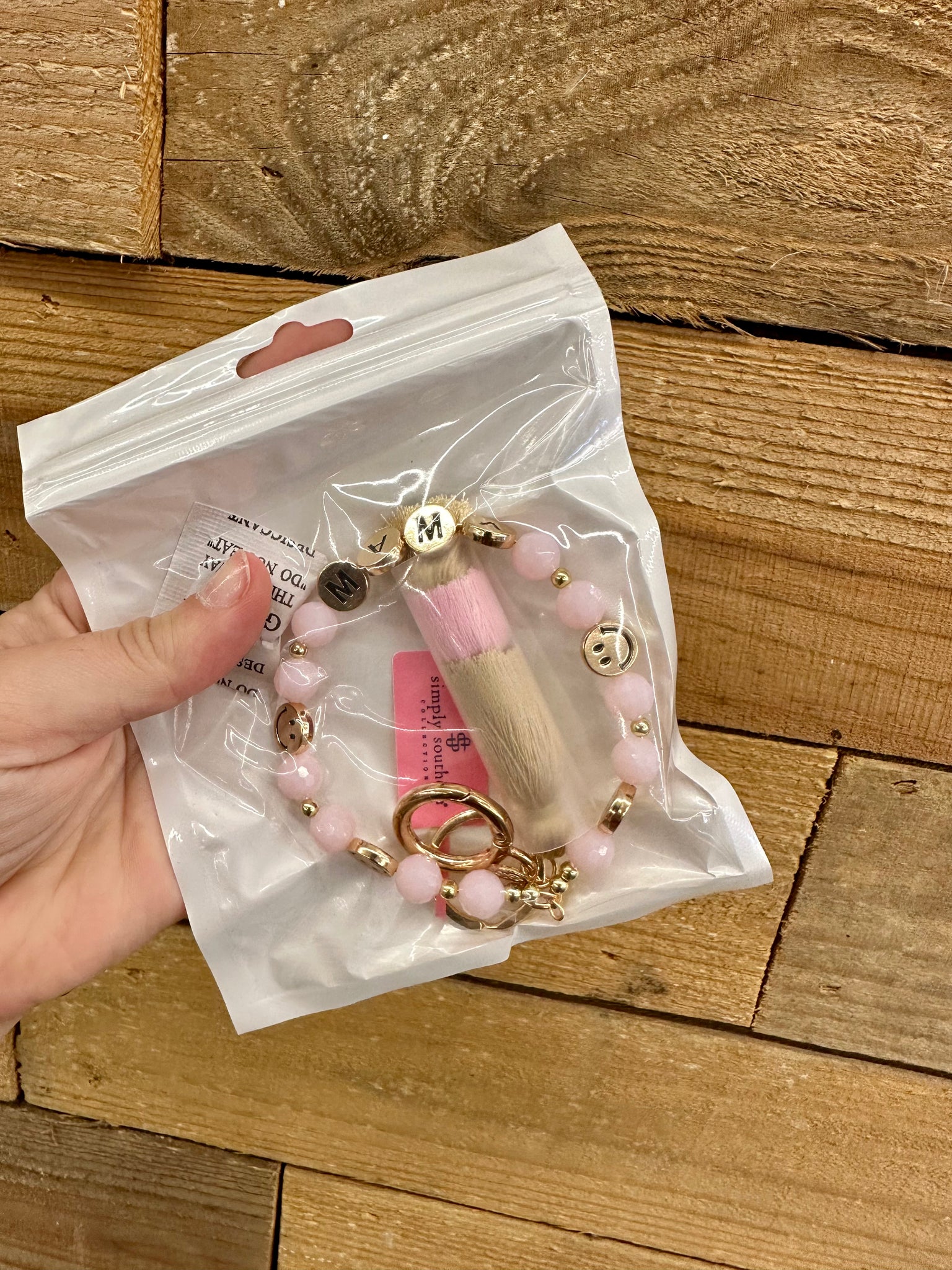 Simply Southern Bead Bangle - Crystal Pink Small