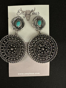 Medero Turquoise and Silvertone Earrings