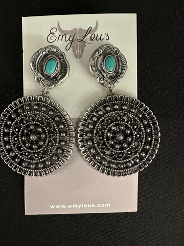Medero Turquoise and Silvertone Earrings