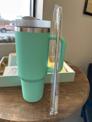 40 oz. Tumbler with Straw and Straw Cleaner