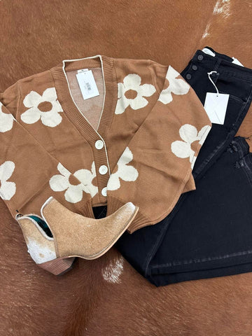 Crop Cardigan - Flower