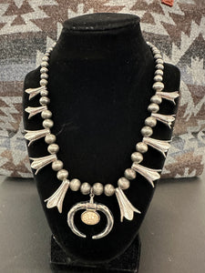 Howlite Ramsey Squash Blossom Necklace