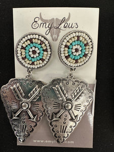 White Multi Silvertone Kingsville Arrow Earrings