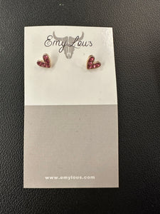 Simply Southern Pink Glitter Heart Studs