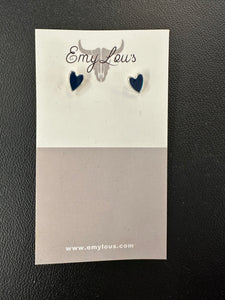 Simply Southern Navy Blue Silver Heart Stud