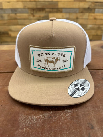 Hooey Rank Stock Tan and White Trucker Hat 2461T-TNWH