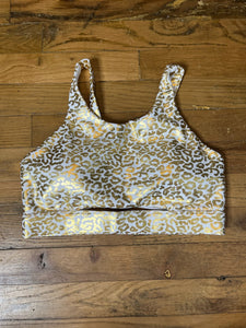 White & Gold Cheetah Print Sports Bra