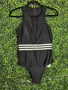 Black and White Striped One-Piece