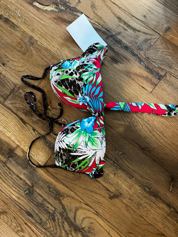 Red Tropical Bikini Top