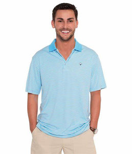 SS Mens Perf Polo -Blue Stripe