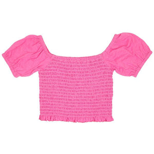 SS Shirred Top - Hot Pink