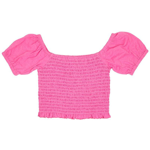 SS Shirred Top - Hot Pink