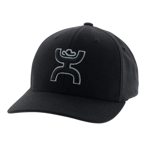 "Ash" Hooey, Black 6-Panel Flexfit with Black and Grey Logo
