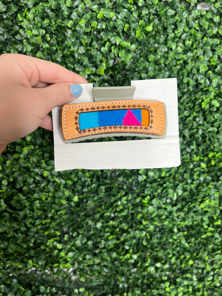 Claw Clips w Leather Patch work