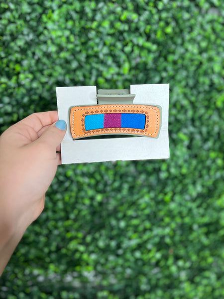 Claw Clips w Leather Patch work