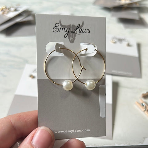Simply Southern Gold Pearl Hoop