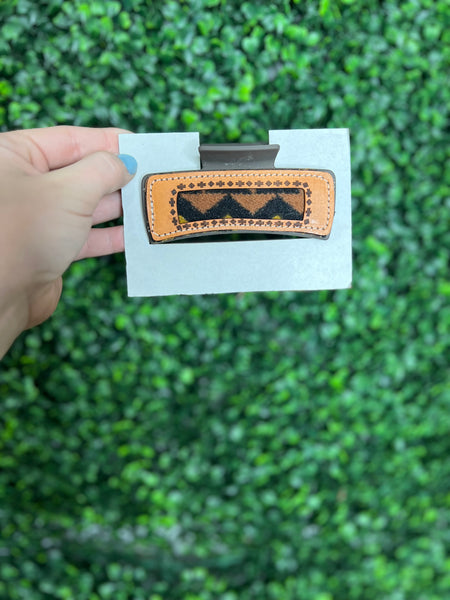 Claw Clips w Leather Patch work