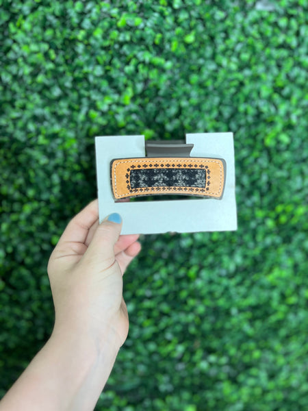 Claw Clips w Leather Patch work