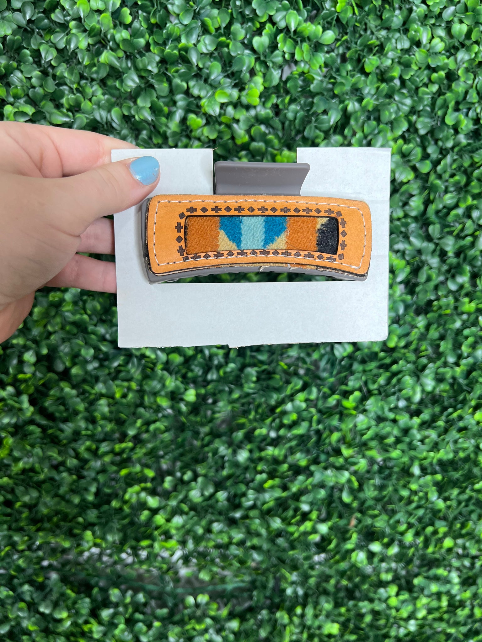 Claw Clips w Leather Patch work