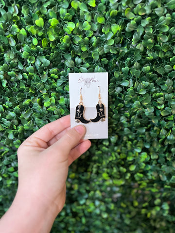 Black Cattlemountain Boot Dangle Earring