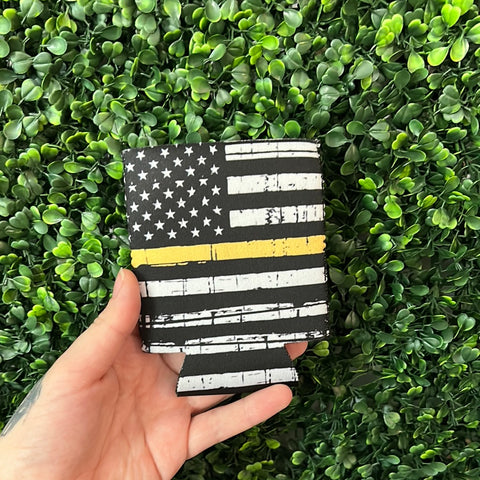 Thin Gold Flag Koozie: Regular
