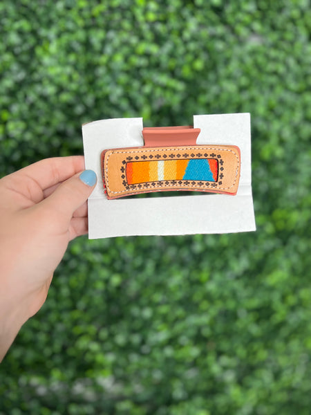Claw Clips w Leather Patch work