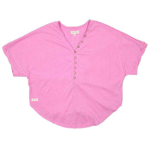 Simply Southern Knit Henley- Bubblegum