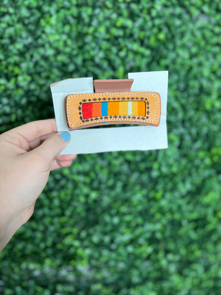 Claw Clips w Leather Patch work