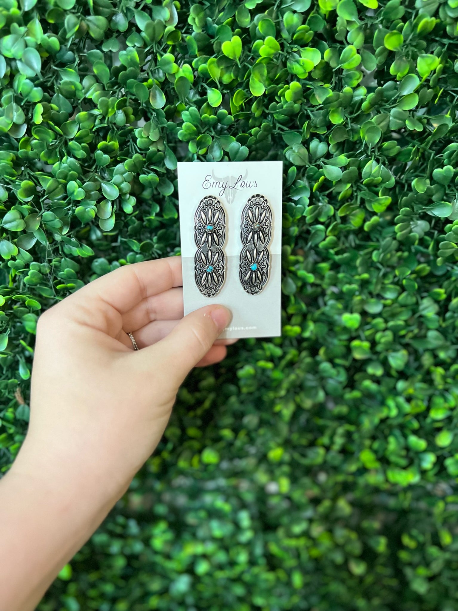 Marcella Ridge Silvertone & Turquoise Earrings