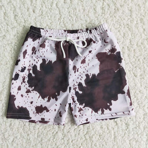Boys Cow Print Swim Trunks