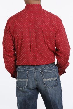 Men's Cinch Red Geo Shirt